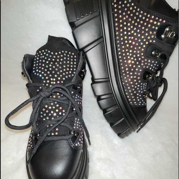 AWang X Dolls Kill Ultra Sparkly Black Platform Sneakers - NWT - Picture 3 of 10
